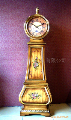 广东家具 仿古家具 实木家具 客厅彩绘美式 束花大肚钟 酒店家具|ms