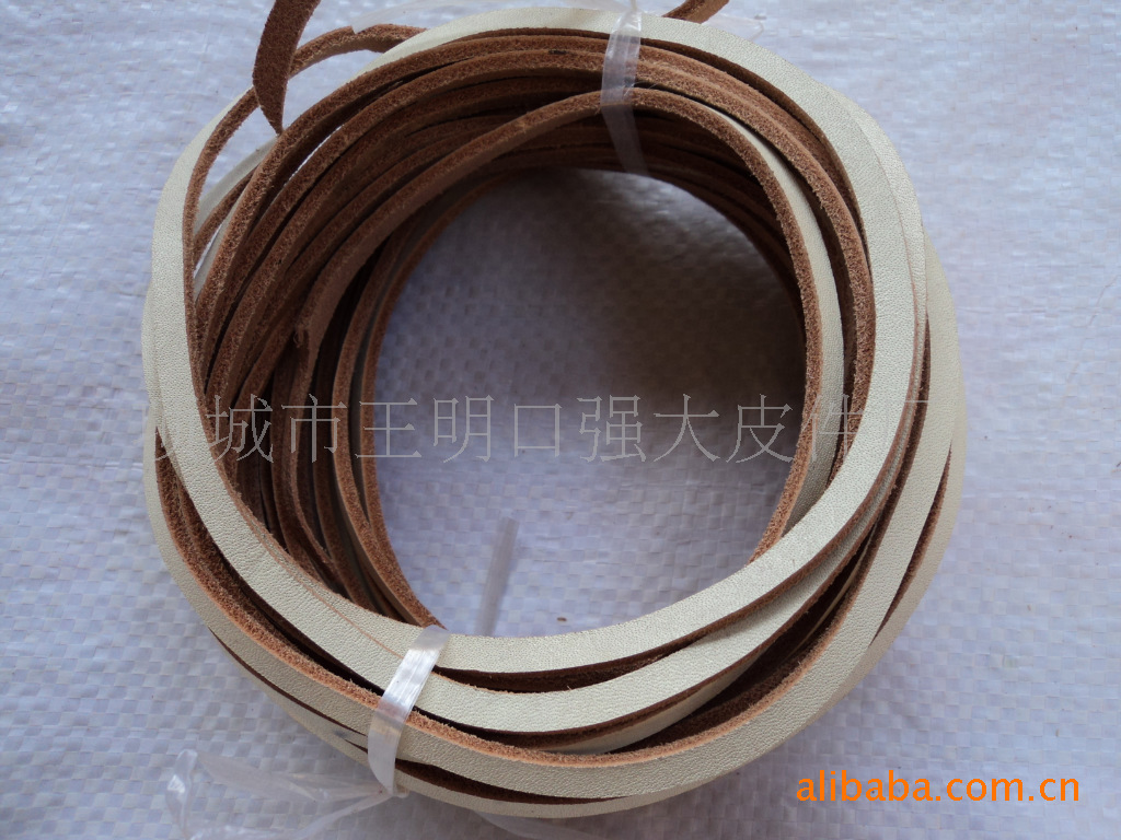 【源头厂家】河南 白色4MM*2.5MM牛皮条 牛皮鞋带 真皮皮条