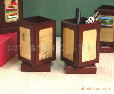 penholder with LCD,Rosewood Facebook pen container