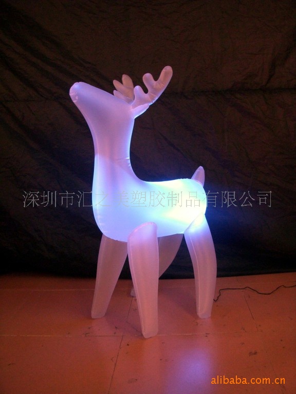 供应PVC充气玩具: 雪人 圣诞老人 夜光 LED鹿