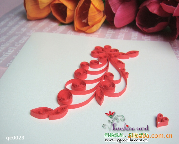 手工衍纸贺卡 Quilling  定做贺卡