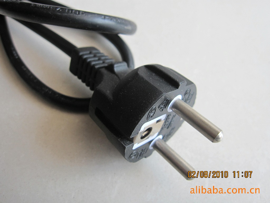 【供应连接器】三芯直插图VDE带插头电源线 电源连接器