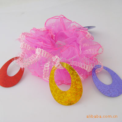 饰品发饰儿童布料头花 亮片亮晶晶儿童时尚发圈丝带邹松紧扎头发|ms