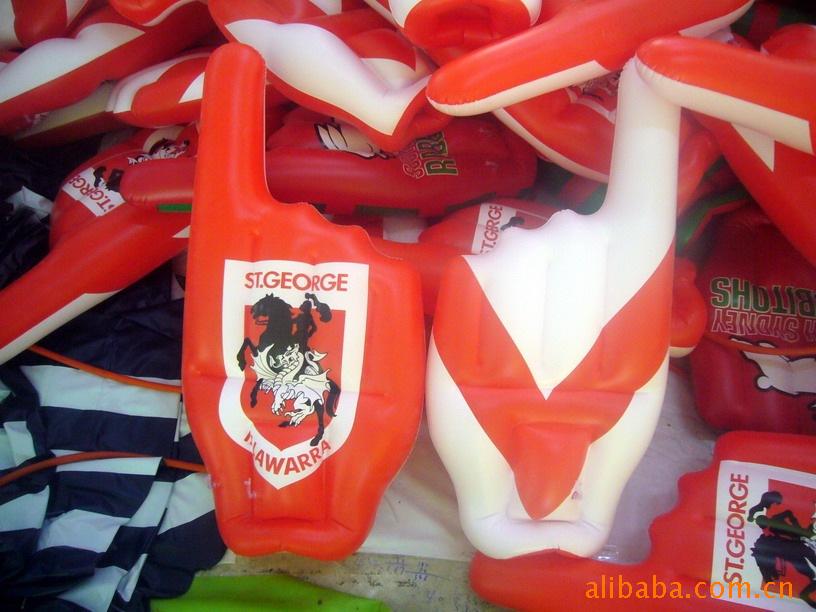 格萨塑胶厂家供应充气玩具手掌 订做PVC加油充气手