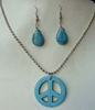 Fashionable necklace, plastic marble turquoise pendant