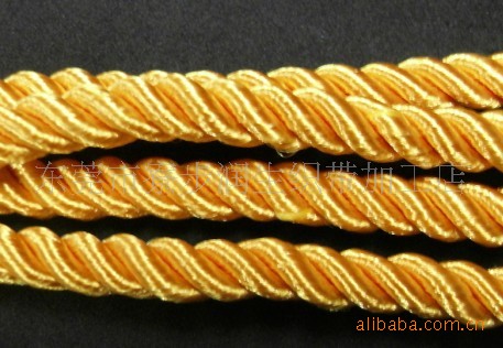 润生6mm彩色人造丝包心纽绳\人造丝三股绳\圆包斜包扭绳