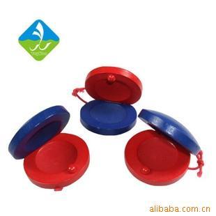 Wooden Natural Color Orff Percussion Clappers, Circle Percussion Plates, Red and Blue Children's Clappers, Baby Music Toys