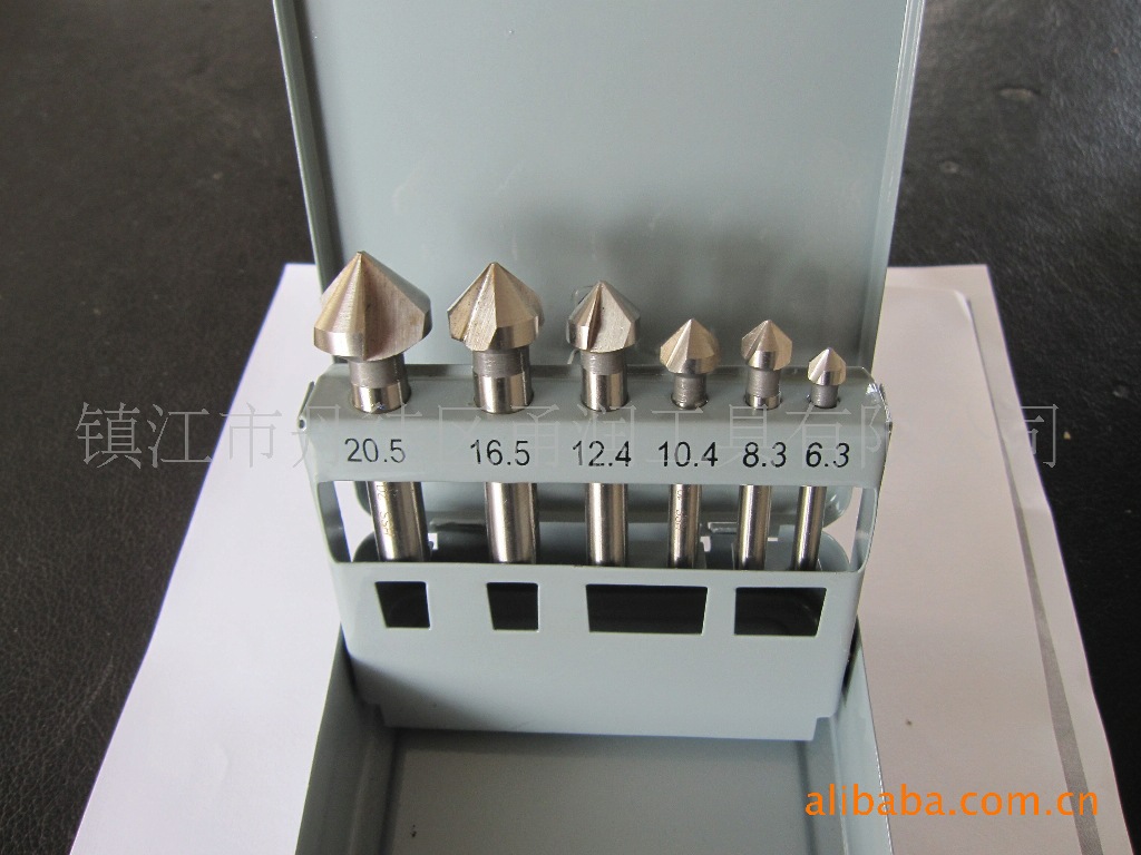 三刃倒角刀6pc铁盒/20.5/16.5/12.4/10.4/8.3/6.3镀钛螺丝沉头钻