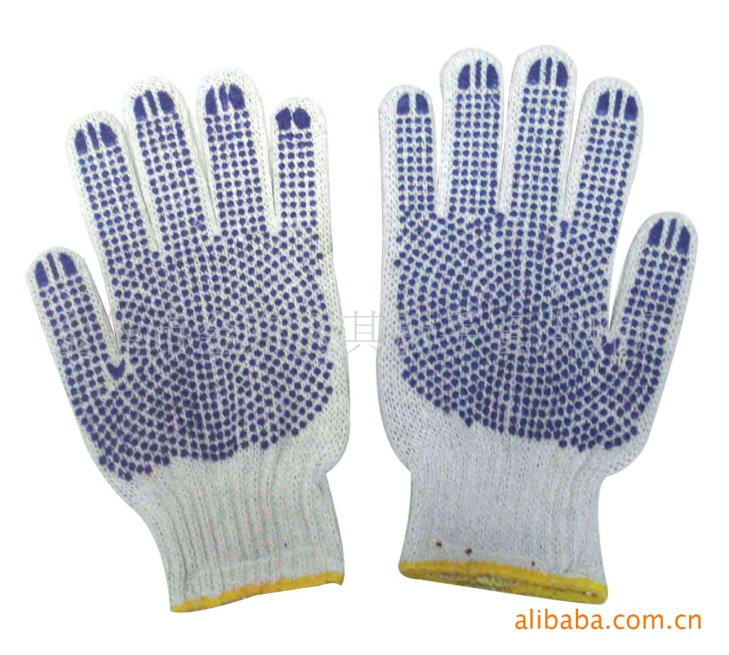 厂家直销劳保手套棉线手套600克点塑挂胶耐磨防滑工作手套