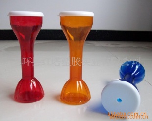 供应500m塑料啤酒饮料杯 哑铃柱状包装杯