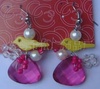 Resin, acrylic fashionable earrings, accessory from pearl