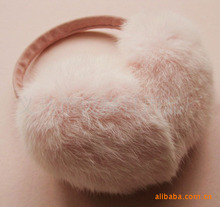 新品粉色兔毛耳套皮草护耳耳捂耳罩耳暖lena同款