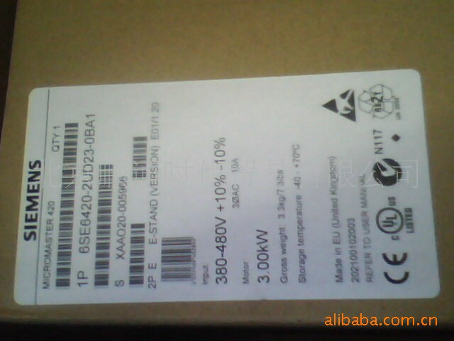 西门子MM420变频器 6SE6420-2UD23-0BA1  3kw