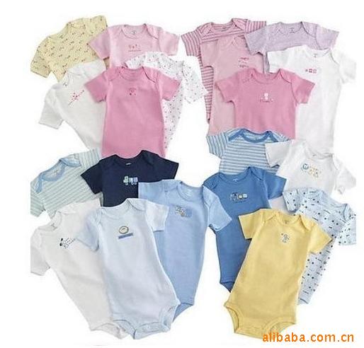 童裝哈衣 螺紋棉短袖三角哈衣嬰兒連身包屁衣連體衣5件包3 24批發