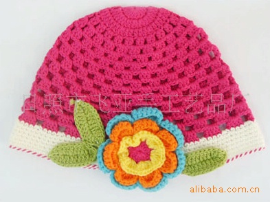 加工定做各种花型编织钩花田园清新手工手钩花帽子。款式新品种全