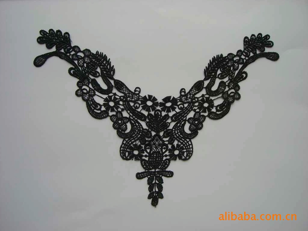 涤光丝水溶刺绣领花 涤光丝圆领 服装辅料 蕾丝花边 厂家直销批发