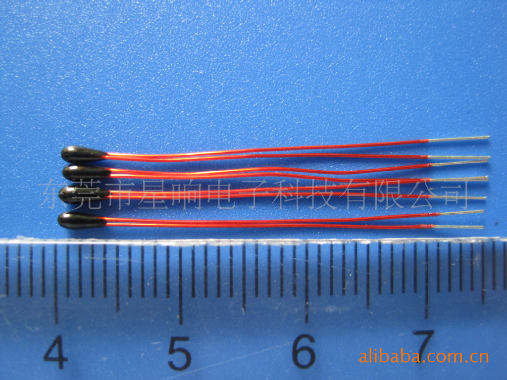 大量供应：NTC热敏电阻器，环氧树脂封装，红色线NTC热敏电阻