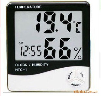 HTC-1 室内外电子温湿度计 数字数显表 时钟 闹钟 温度计