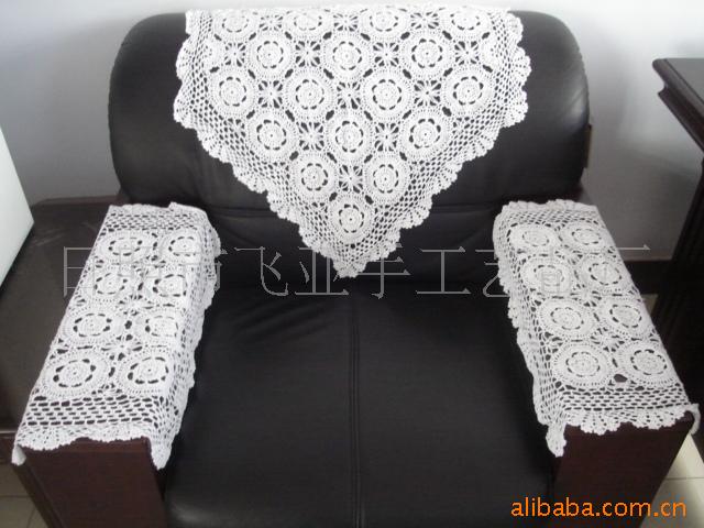 供应手工手钩花。钩花面料。棉线钩编沙发盖布，钩针台布