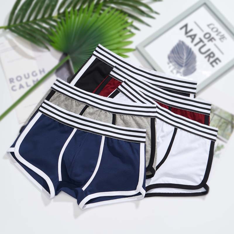 Men's stretch cotton underwear wholesale fashion mid-waist fashion brand boxers solid color boys sports shorts XXL