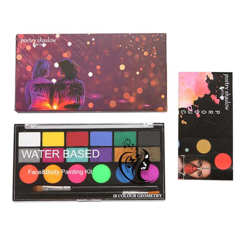 Suministros de maquillaje de Halloween de 18 colores pintura corporal pintura Cara color maquillaje niños Cara color drama a base de agua