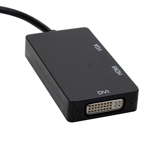DP Mini DP to HDMI + VGA + DVI Adapter Cable 3-in-1 Thunderbolt HD Computer Video Converter 