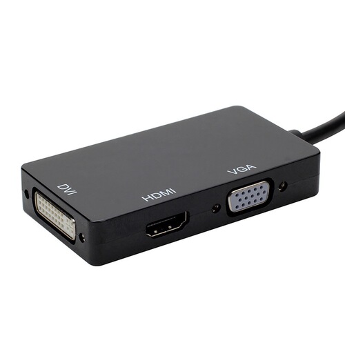 DP Mini DP to HDMI + VGA + DVI Adapter Cable 3-in-1 Thunderbolt HD Computer Video Converter 