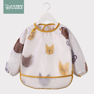 Baby's Dinner Overalls Waterproof Anti-Dirty Little Girl Bib Children's Long-Sleeved Anti-Dressing Autumn and Winter Baby Men's Guard