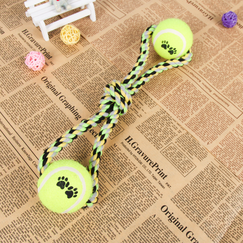 Cuerda de perro Nudo de juguete Cinturón de tenis Cuerda de algodón Juguete Bola molar para perros Limpieza de dientes Shiba Inu auto-aburrido Mascotas transfronterizas