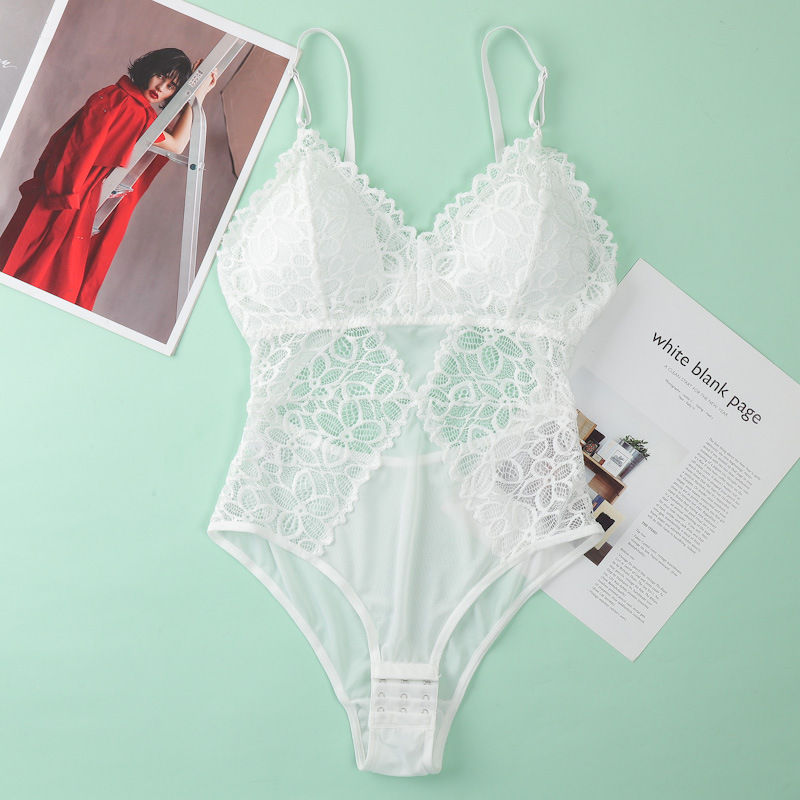 Sexy de una pieza de malla de encaje ropa interior de las mujeres nuevo Delgado transpirable push up pecho soporte sexy inalámbrico sujetador de las mujeres