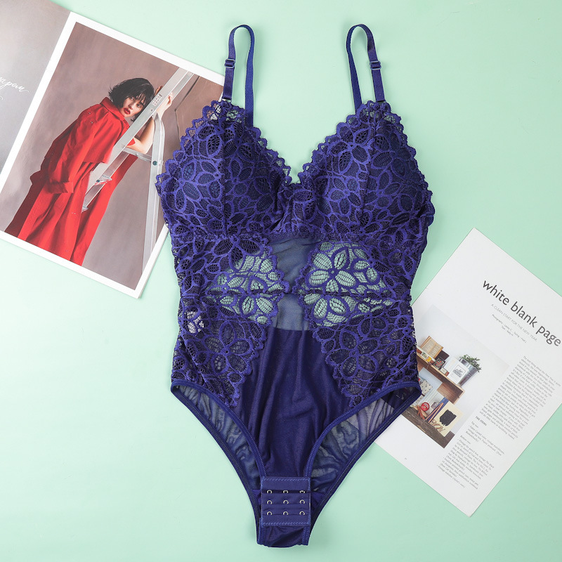 Sexy de una pieza de malla de encaje ropa interior de las mujeres nuevo Delgado transpirable push up pecho soporte sexy inalámbrico sujetador de las mujeres