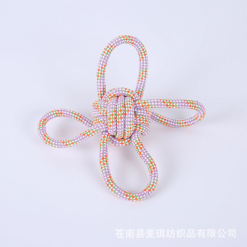 Juguete para mascotas cuerda de algodón juguete para perros juguete para mascotas nudo juguete tejido de cuatro orejas juguete para mascotas cuerda de algodón