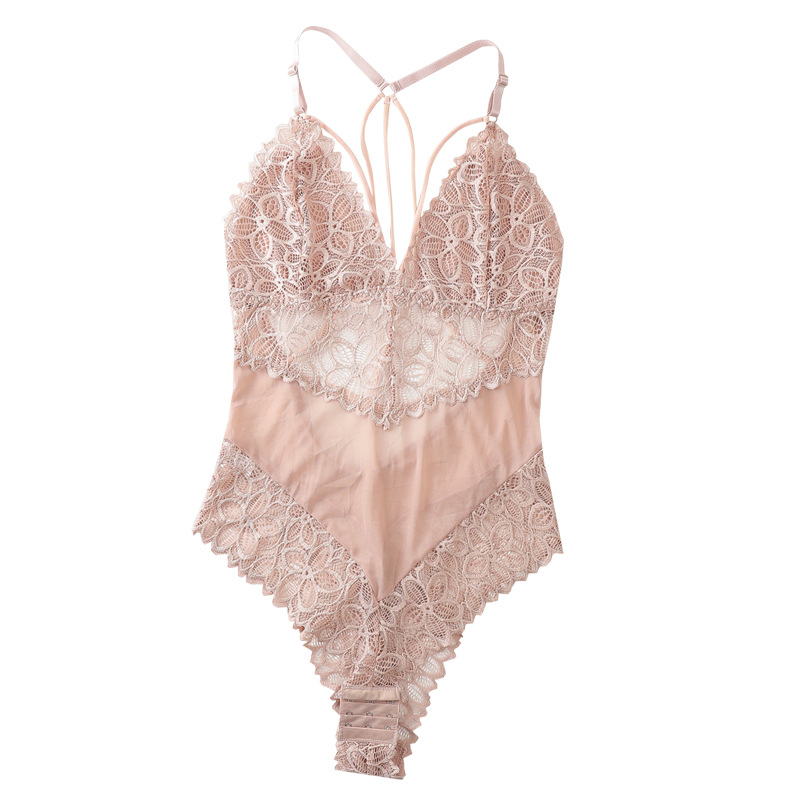 Nueva ropa interior de encaje de malla de una pieza sin algodón para mujer tazón sexy deep v strap beauty back lencería sexy sujetador de mujer image 6