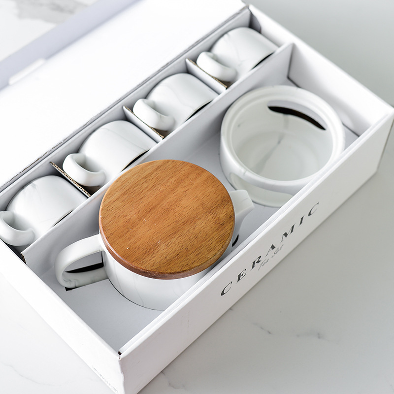 Creativo simple nórdico juego de té con placa de madera flor vela base fruta té de la tarde té cerámica juego de té traje