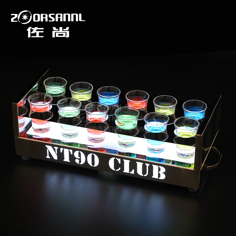 Zuohang nuevo LED emisor de luz cóctel estante bala taza de vino extranjero titular de la taza bar KTV sostenedor de la taza de acero inoxidable