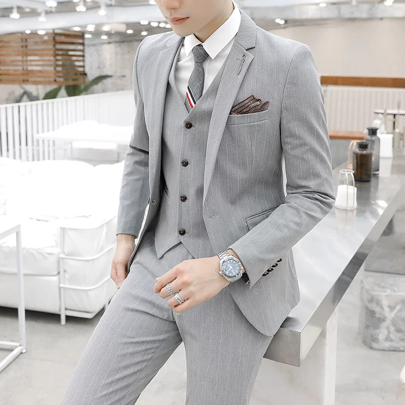 Classic suit, set, Korean style, 3 piece set, for students