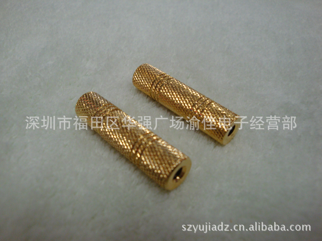 台湾产 纯铜镀金3.5mm耳机直通头 3.5母转3.5母直通转接头