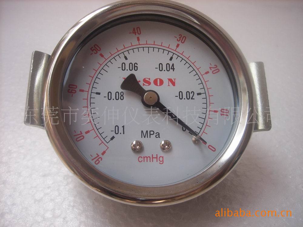 40MM轴向支架式真空表压力表-76/30，白色U型卡子真空表，负压表