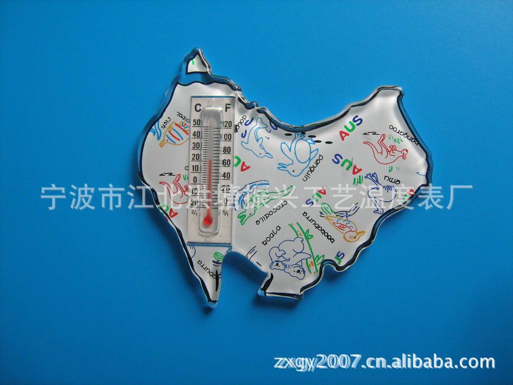 供应温度计 工艺品纸牌(冰箱贴)温度计