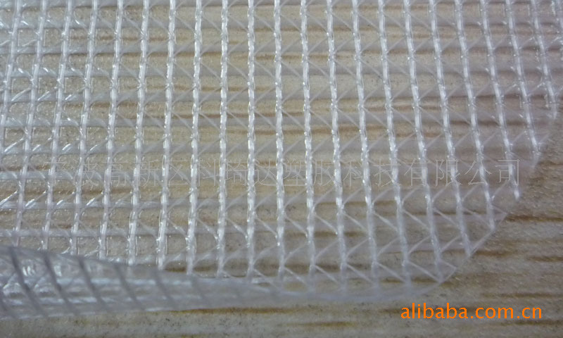 供应2米宽透明无色PVC夹网布，软玻璃PVC透明油布