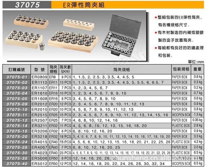 天津总代理台湾米其林ER弹性筒夹组 数控刀柄机床附件价格低
