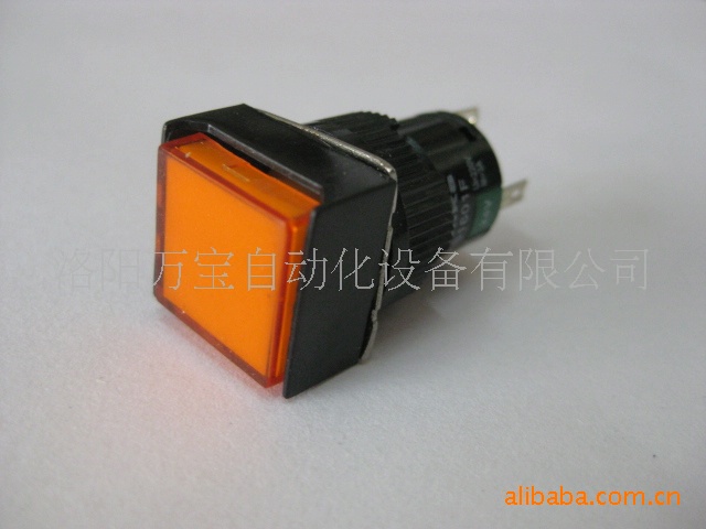 供应 AIKS爱克斯按钮开关AS1601F-11D 橘黄色 带灯正方形5脚