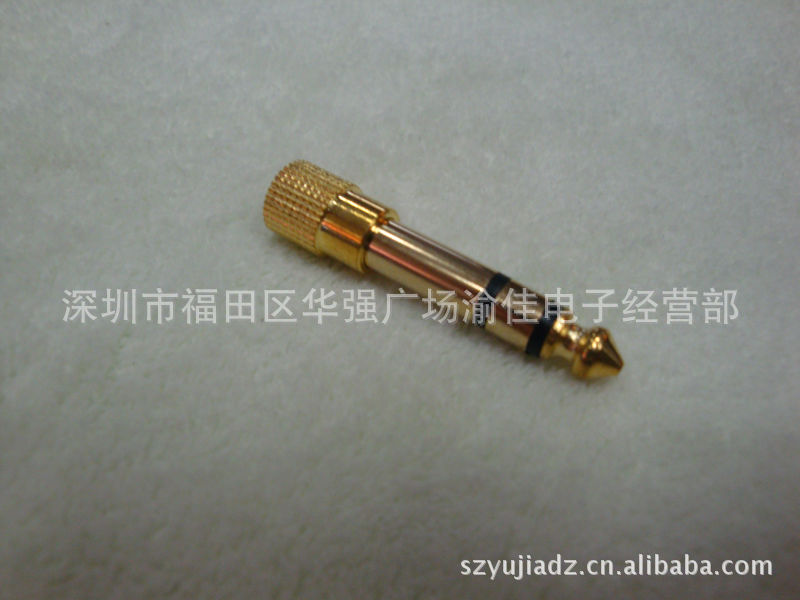 镀金6.3MM5公转3.5MM母 小三芯母转大三芯公 耳机转换插