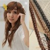 Headband, wig with pigtail, boho style, 1.2cm