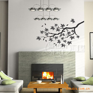 Wholesale fashion pvc Wall stickers flowers and plants Maple leaves a living room bedroom television Restaurant Background wall Sticker JM7005