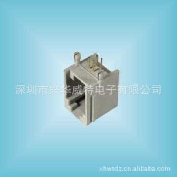 RJ11电话插座 RJ11网络接口 网口 90度 灰色全塑有卡母座接口