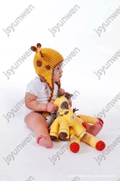 欧版儿童帽卡通长颈鹿  优质纯羊毛线 厂家正品直销 小额批发