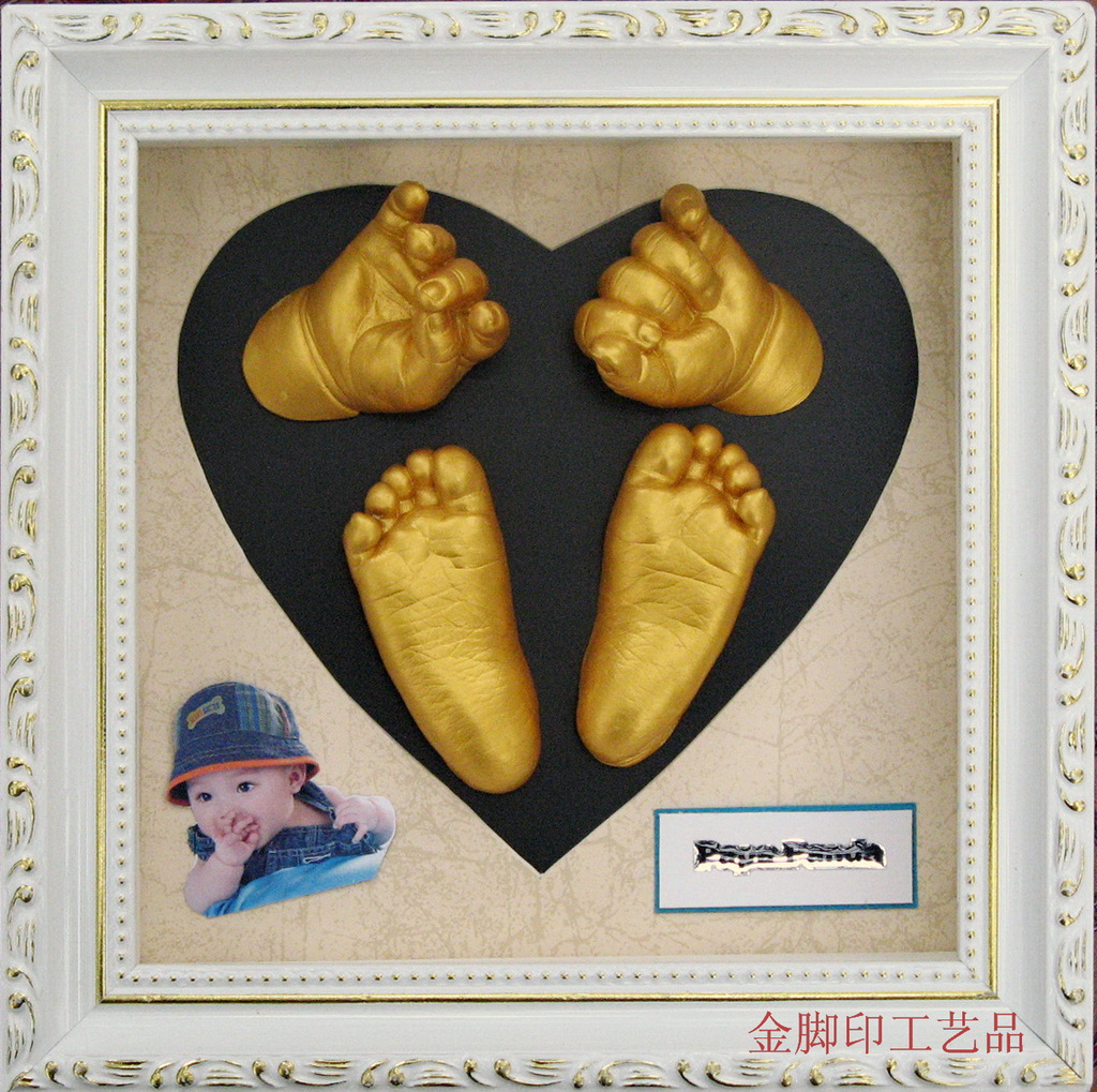 DIY baby Birth Anniversary gift baby full moon Hand and foot Photo frame suit First public card