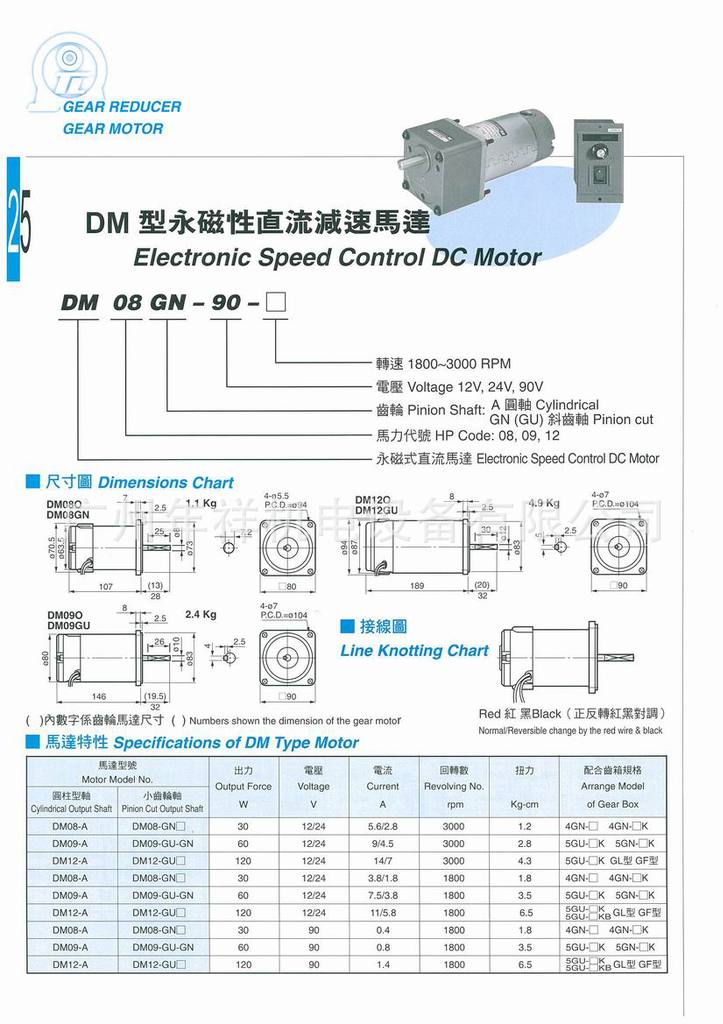 优惠供应原装东力直流马达DM08GN-90V直流电机，广州价格优惠正品