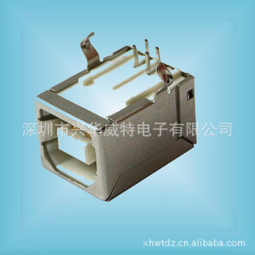 USB接口 厂家直销电脑usb 2.0B母座连接器 USB电脑插口接口 弯脚